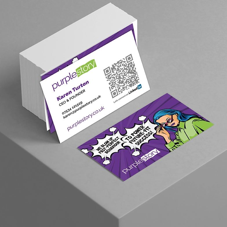 Purple Story, business card, Karen Turton